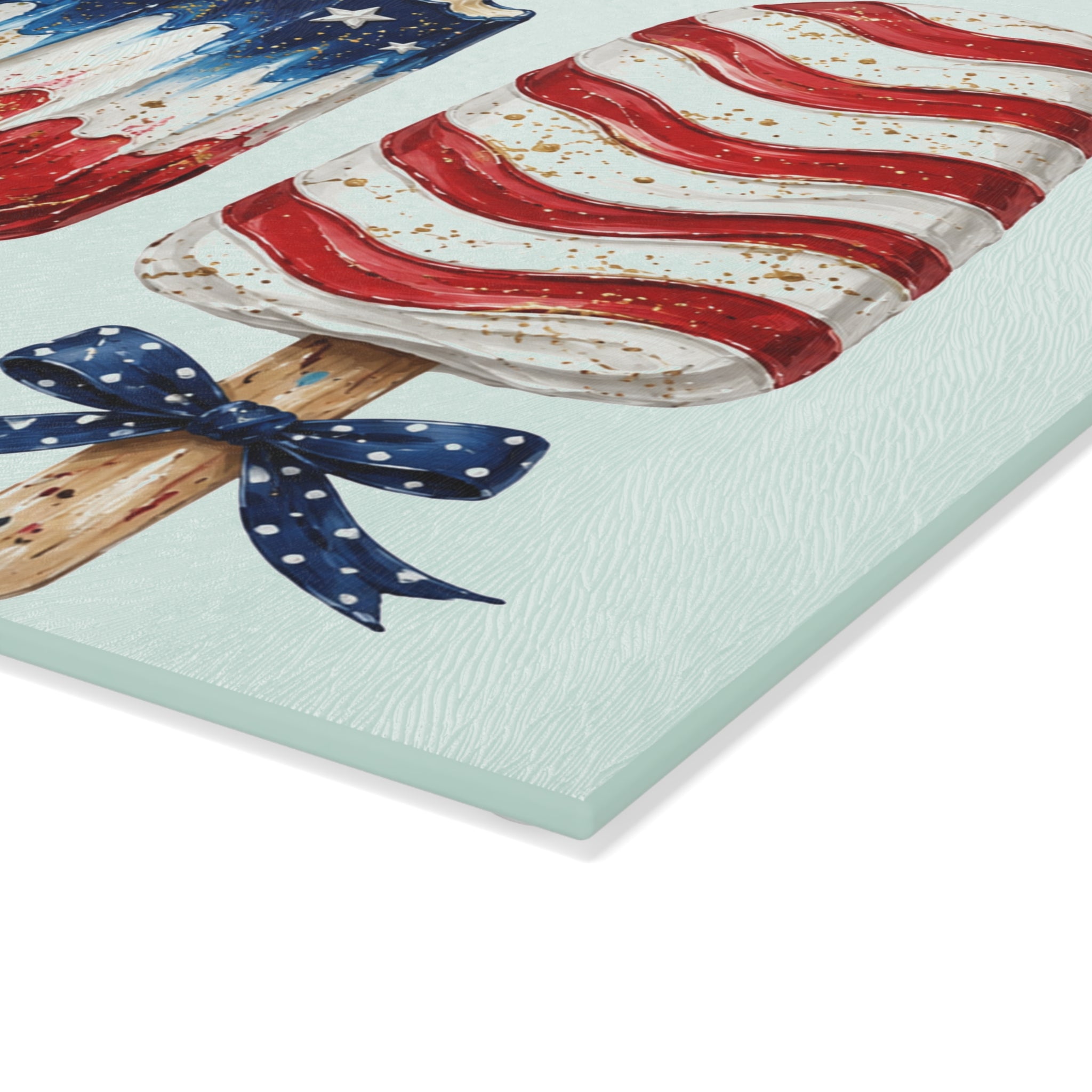 Patriotic Popsicle Glass Cutting Board for Kitchen Prep