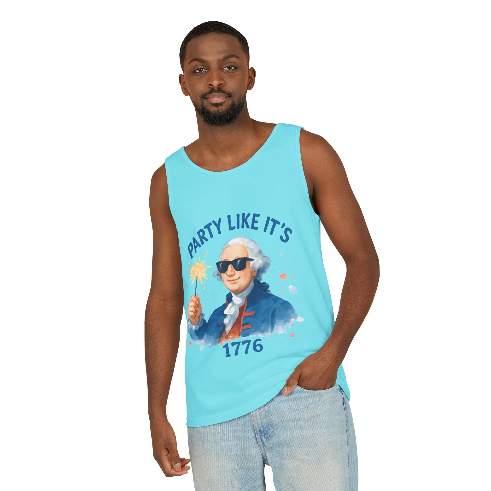 Party Like It's 1776 Tank Top — Patriotic George Washington Graphic