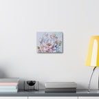 Floral Lotus Stretched Canvas Wall Art — Pastel Bloom Decorative Canvas