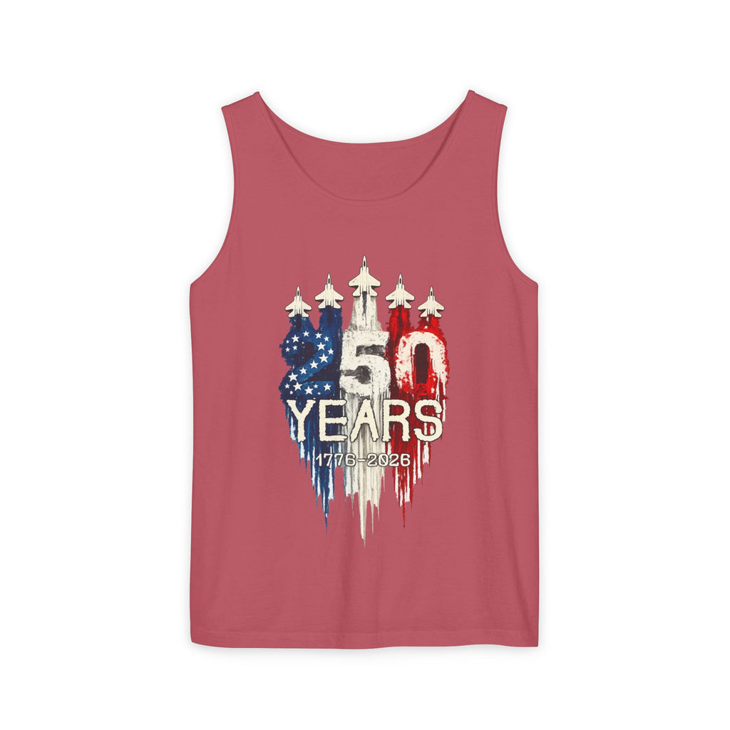 50 Years American Flag Castle Tank Top for Celebratory Wear