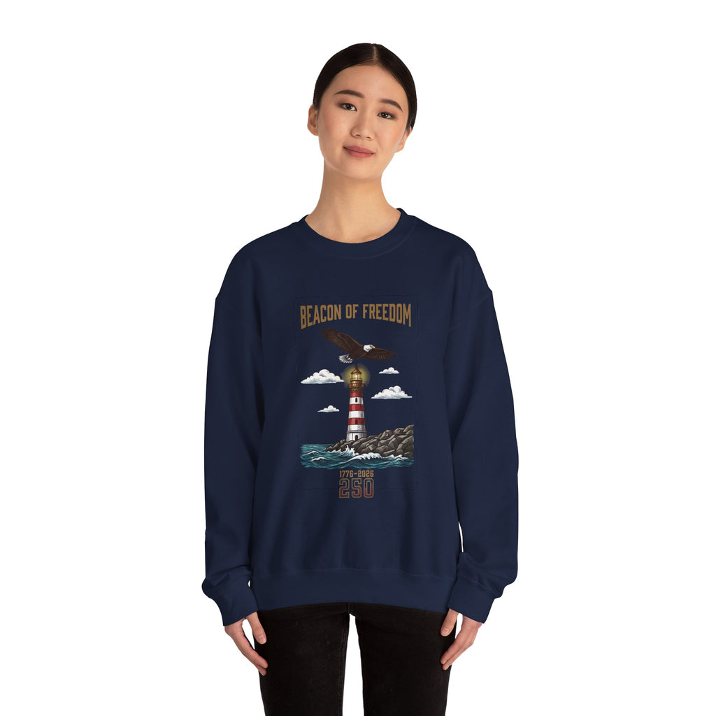 Beacon of Freedom Lighthouse Sweatshirt | 250th 4th of July Patriotic Milestone