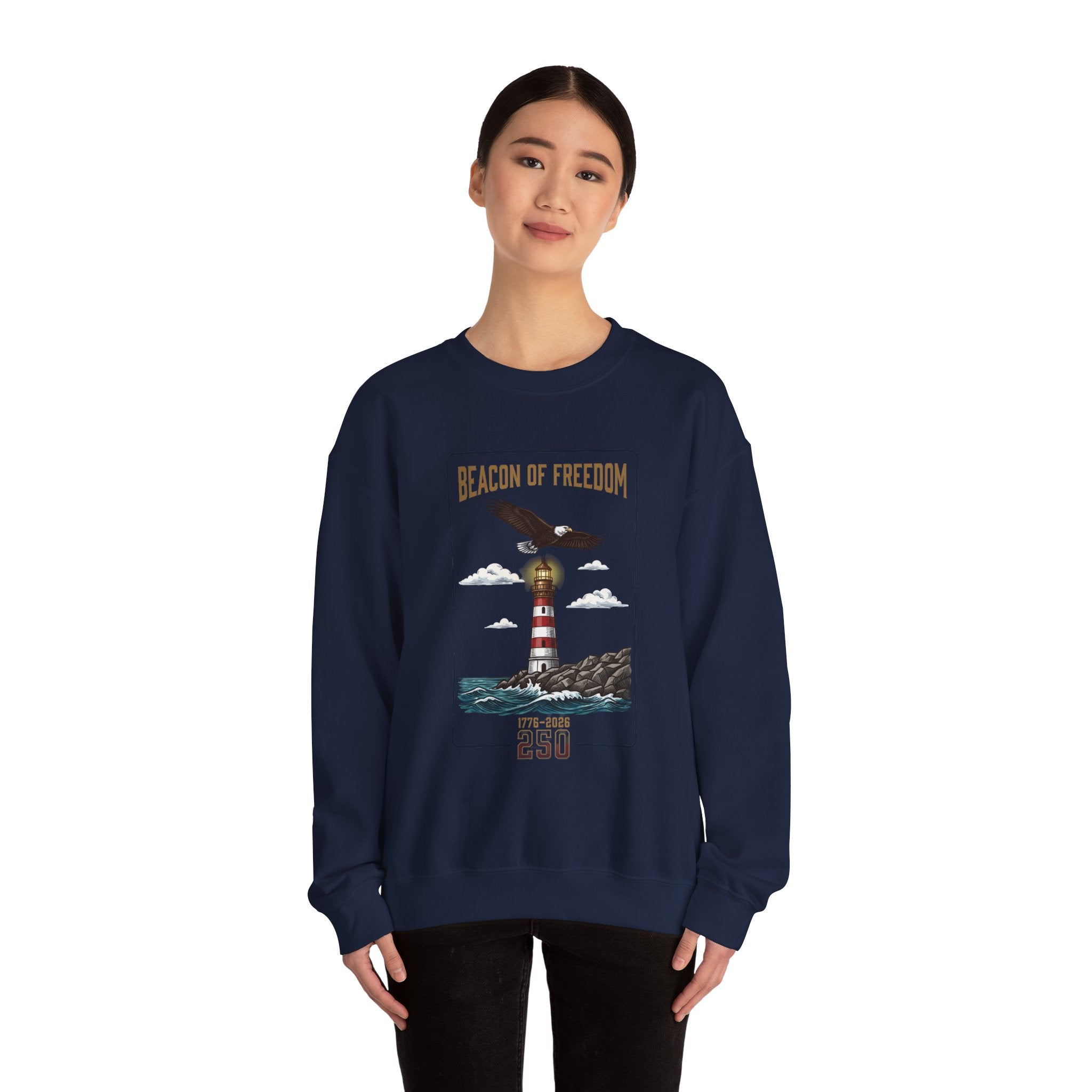 Beacon of Freedom Lighthouse Sweatshirt | 250th 4th of July Patriotic Milestone