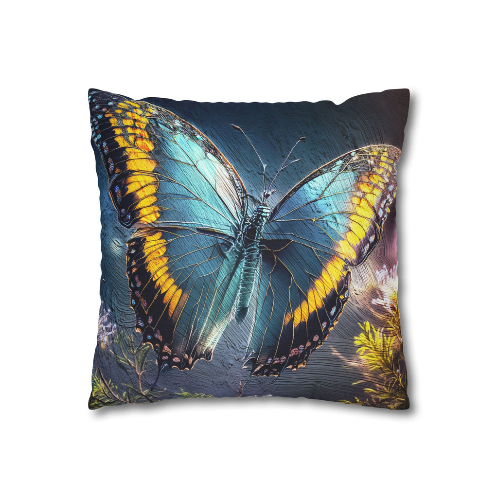 Blue and Yellow Butterfly Decorative Pillow Cover