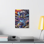 Dragonfly Fantasy Stretched Canvas Wall Art — Colorful Waterfall Nature Scene