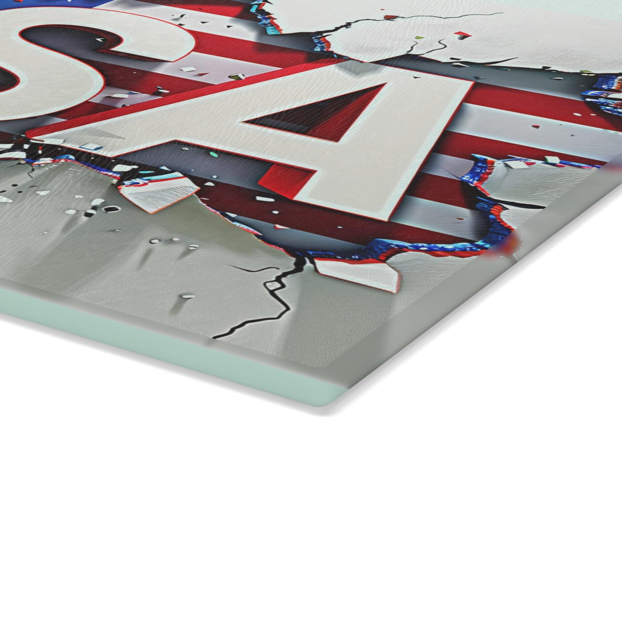 USA Flag Glass Cutting Board with Vibrant Design