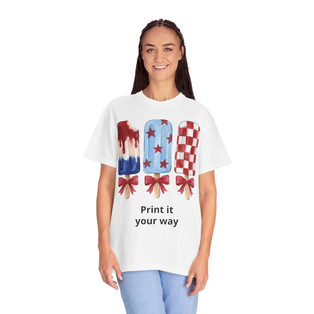 Patriotic Popsicle T-Shirt — Red, White & Blue Fourth of July Tee