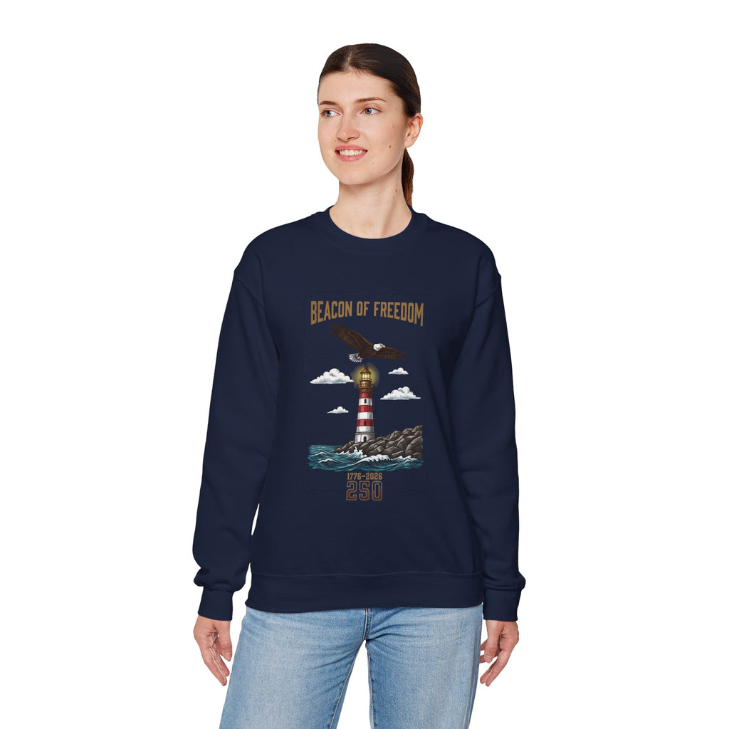 Beacon of Freedom Lighthouse Sweatshirt | 250th 4th of July Patriotic Milestone
