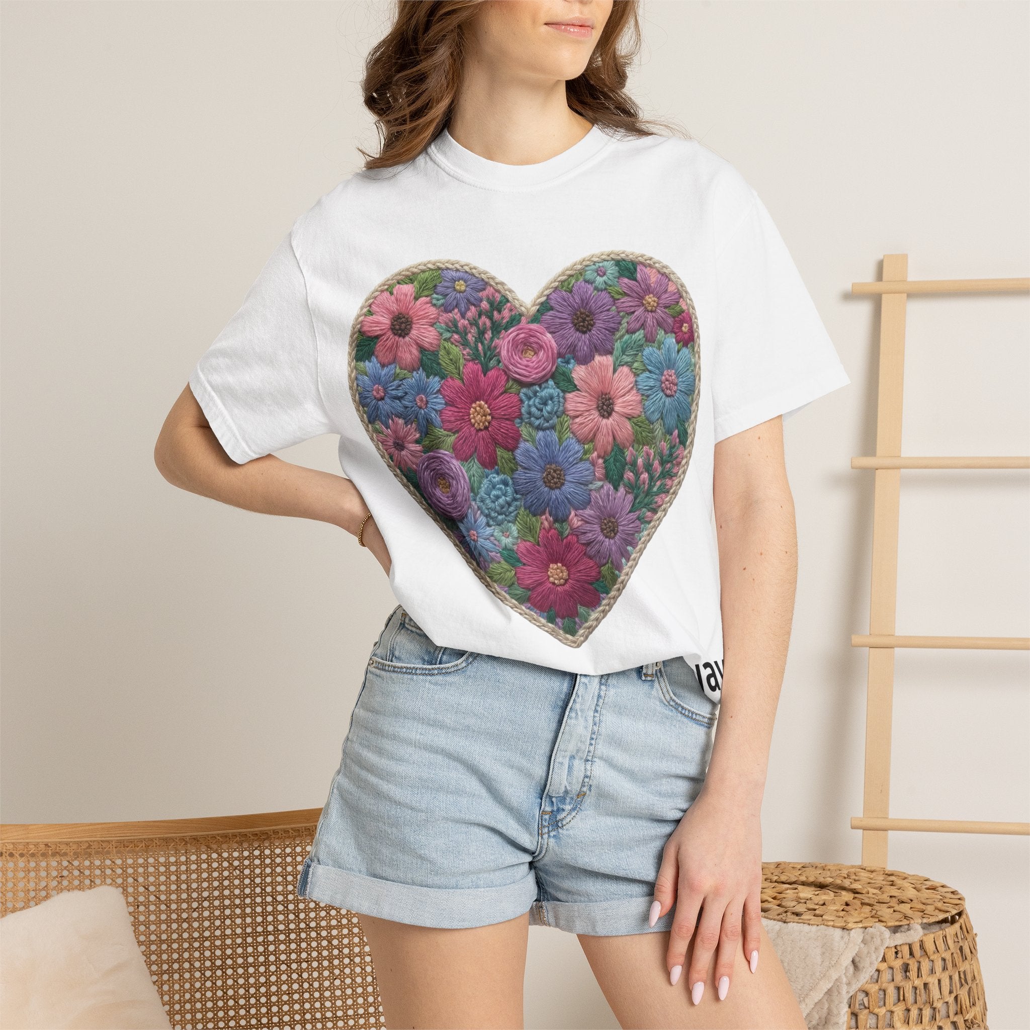Floral Heart T-Shirt — Colorful Bouquet Heart Graphic (Print It Your Way)