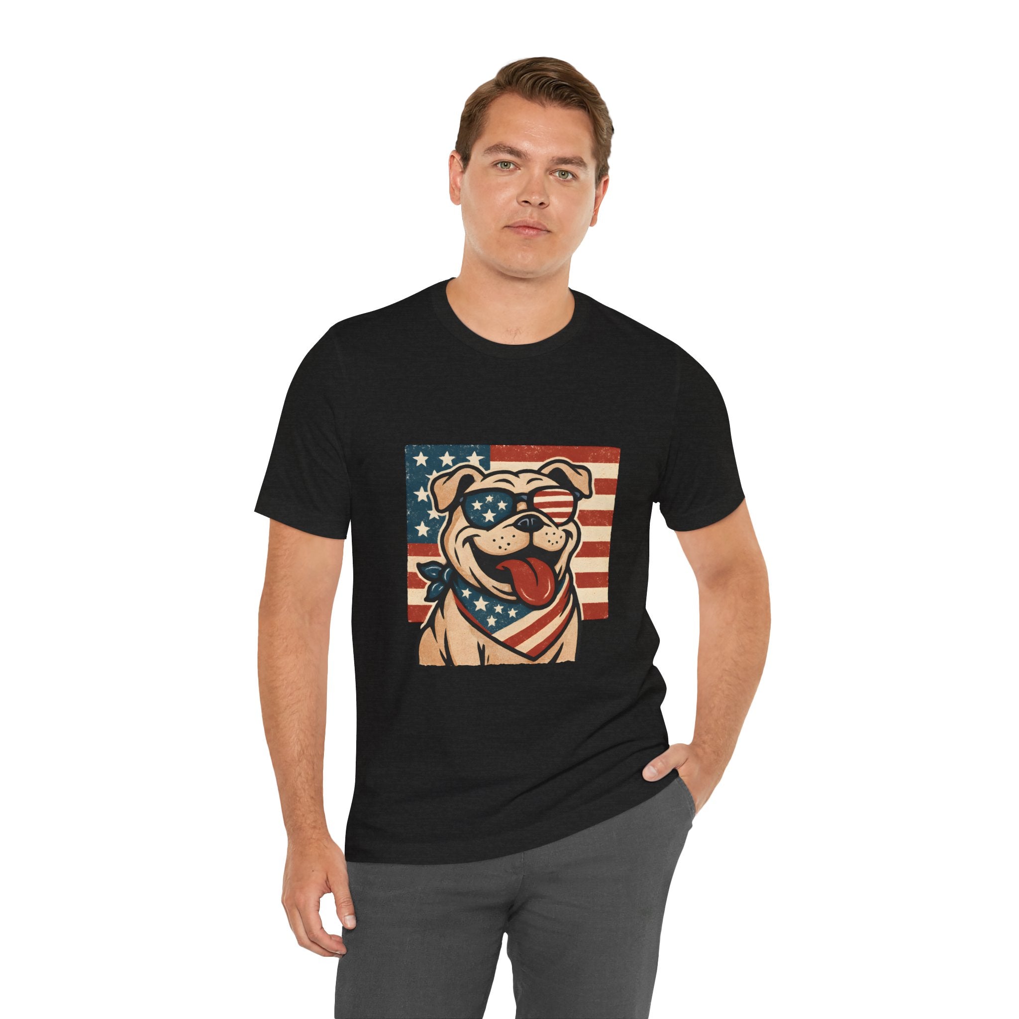 Dog's are Patriotic Too (American Flag, Funny 4th of July Shirt)
