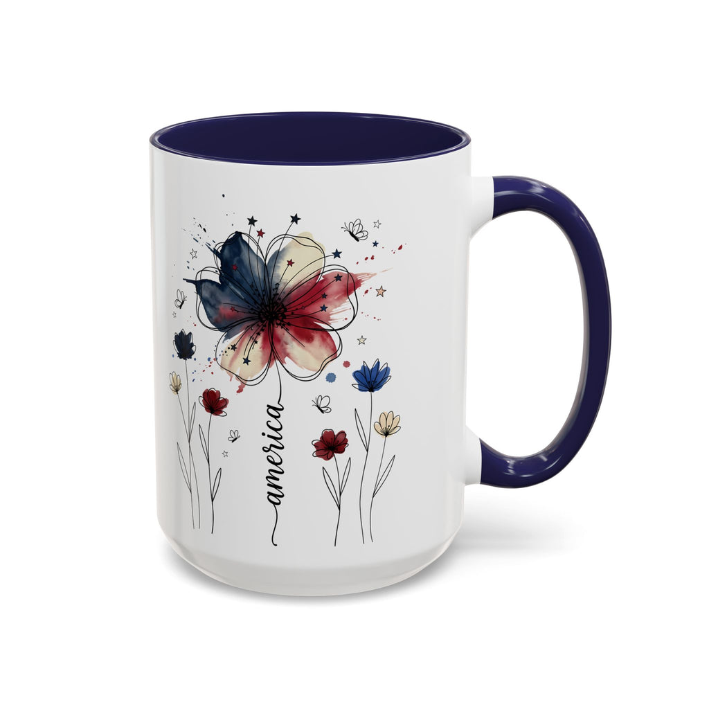 Patriotic Anemone Accent Coffee Mug Classic Floral Design