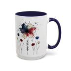 Patriotic Anemone Accent Coffee Mug Classic Floral Design