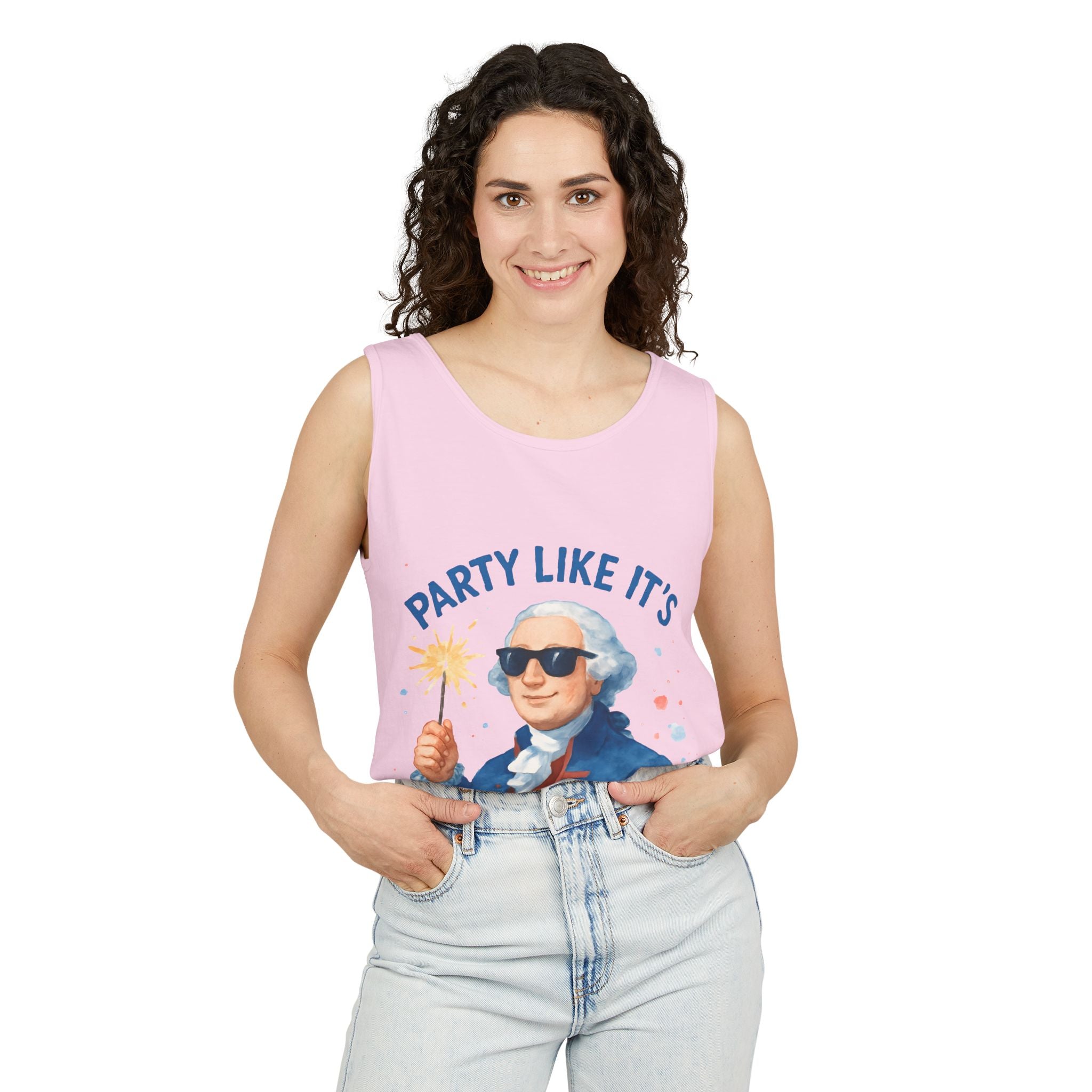 Party Like It's 1776 Tank Top — Patriotic George Washington Graphic