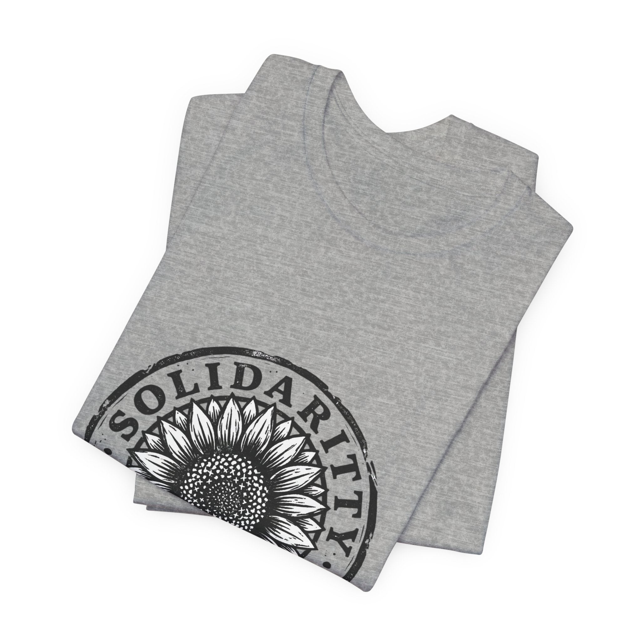 Solidarity Over Pride sunflower logo Tee | People Over Profit values-led apparel