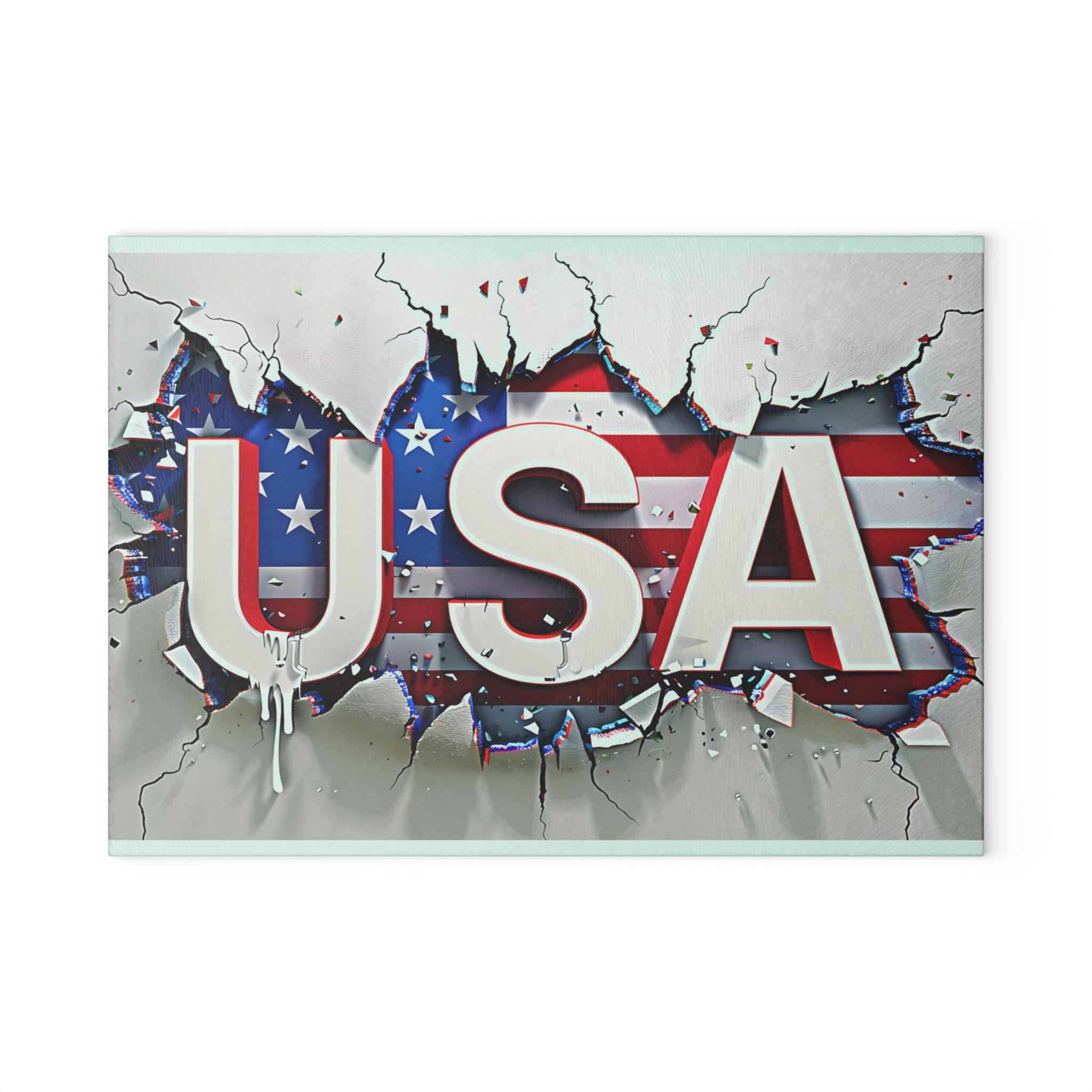 USA Flag Glass Cutting Board with Vibrant Design
