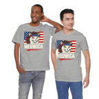 T-Shirt — "Meowica" Patriotic Cat Tee (American Flag, Funny 4th of July Shirt)