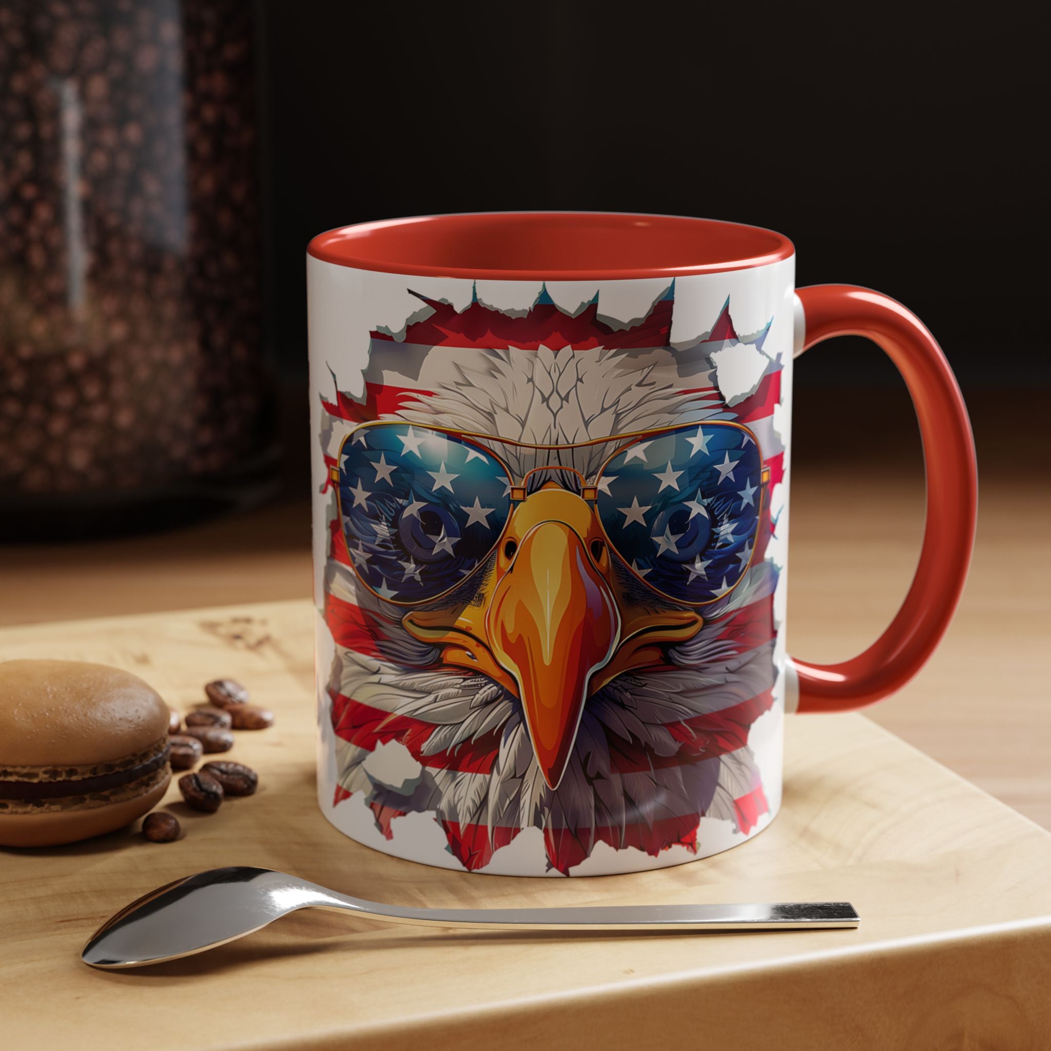 American Bald Eagle Accent Coffee Mug with Stars & Stripes
