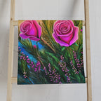 Floral Rose Bouquet Hand Towel with Vibrant Pink Roses