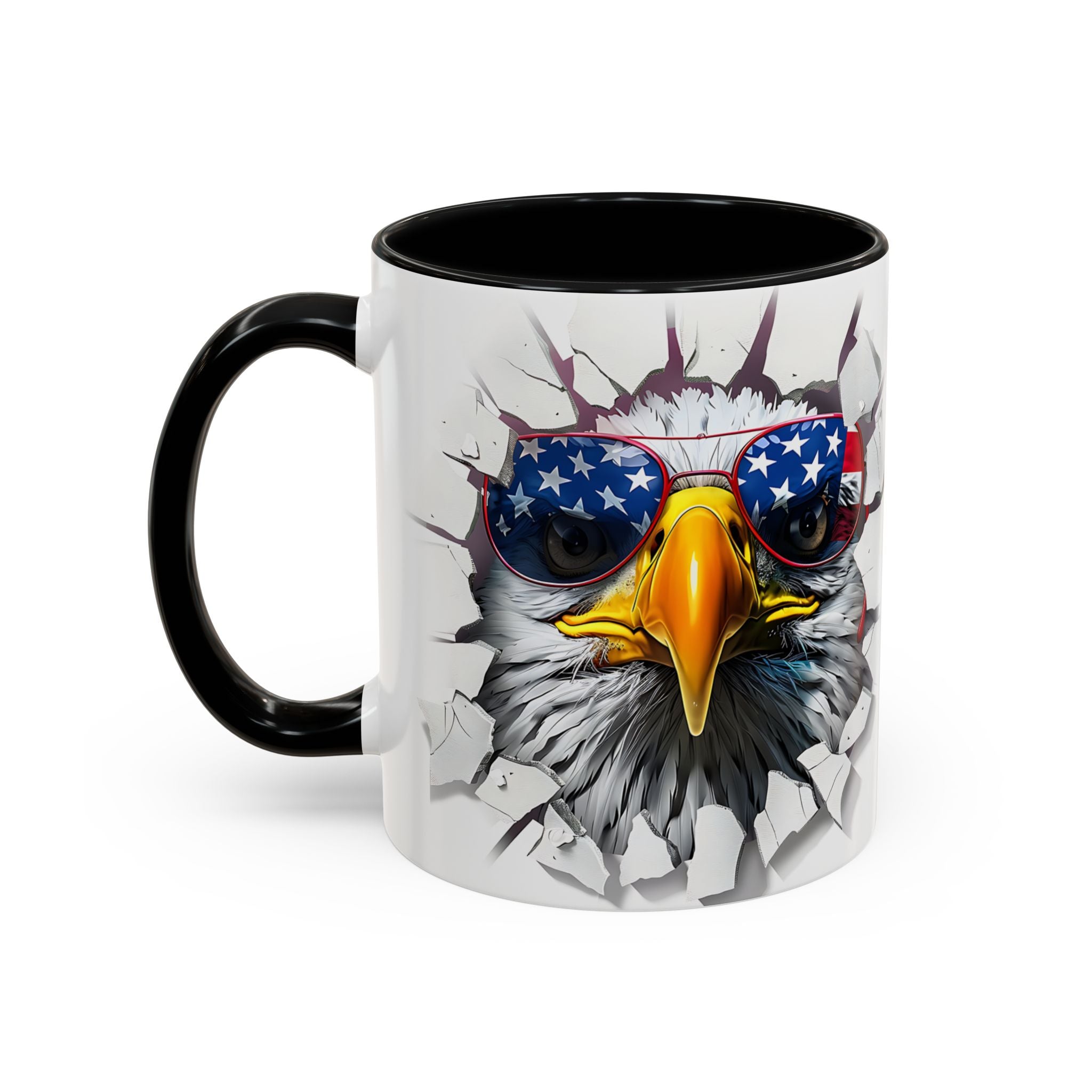 American Eagle Coffee Mug with USA Flag Accent Design