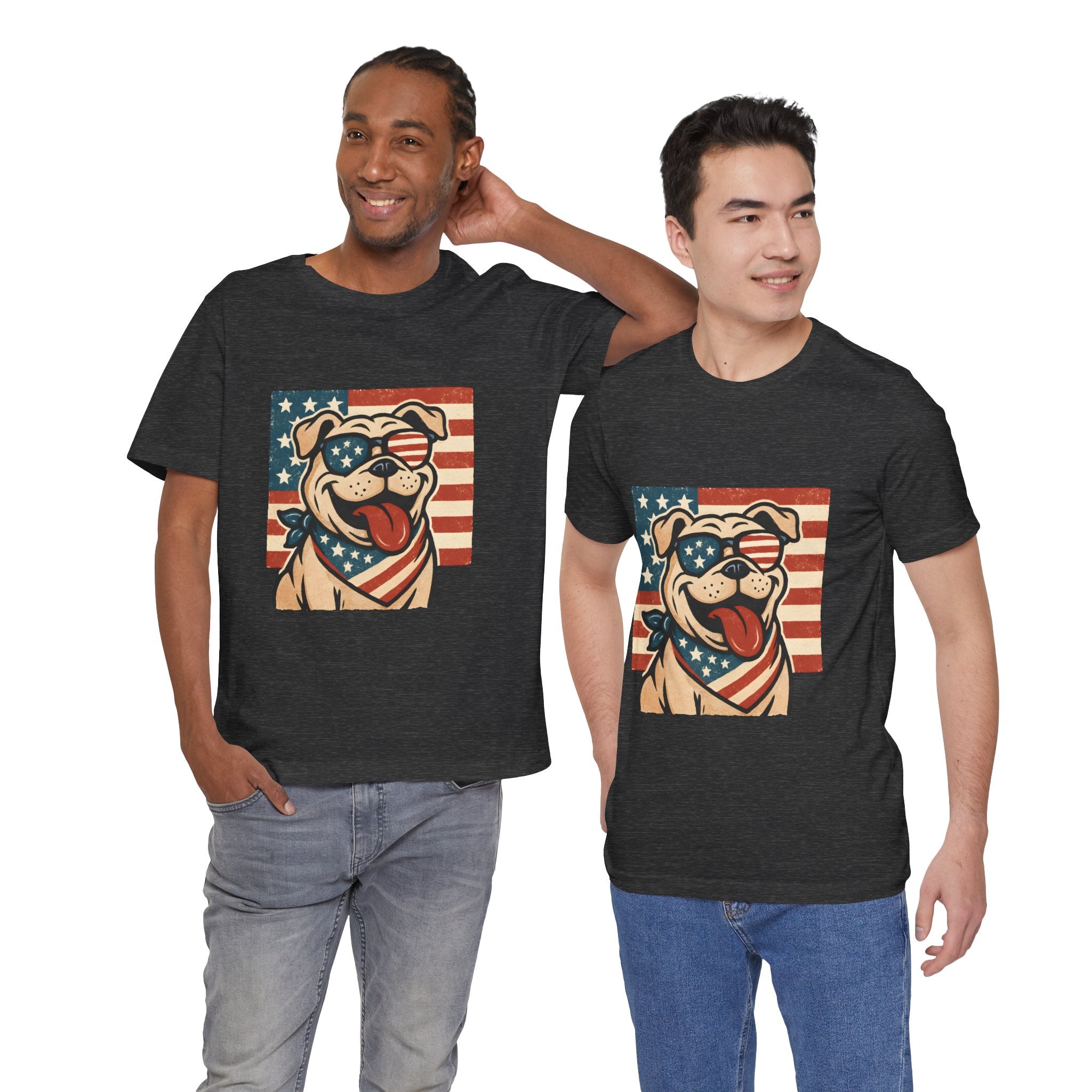 Dog's are Patriotic Too (American Flag, Funny 4th of July Shirt)