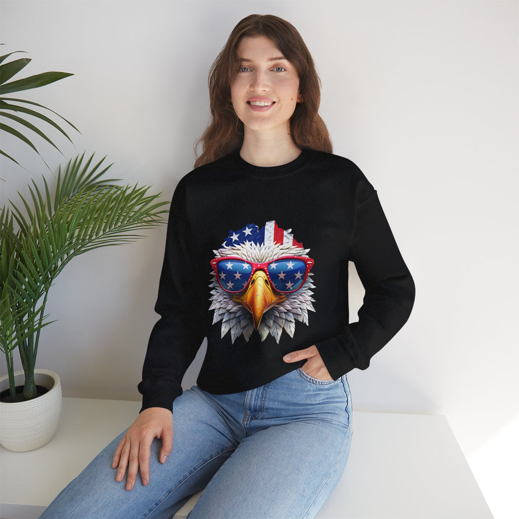 Eagle American Flag Sunglasses Crewneck Sweatshirt