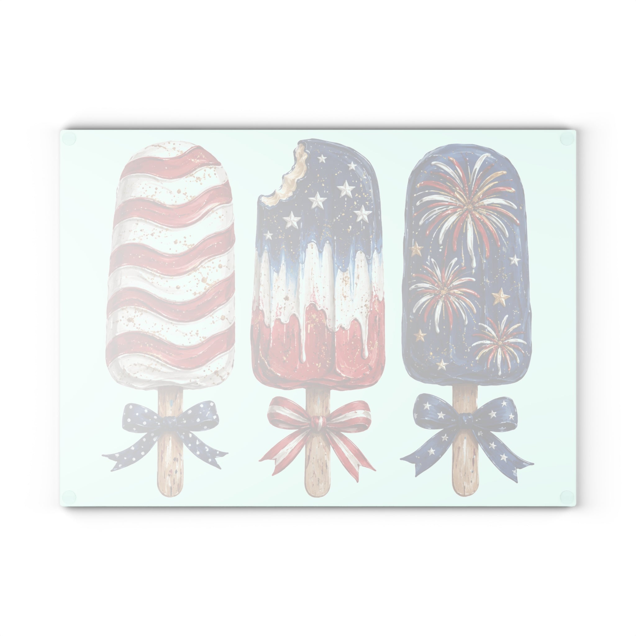 Patriotic Popsicle Glass Cutting Board for Kitchen Prep