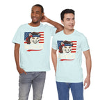 T-Shirt — "Meowica" Patriotic Cat Tee (American Flag, Funny 4th of July Shirt)