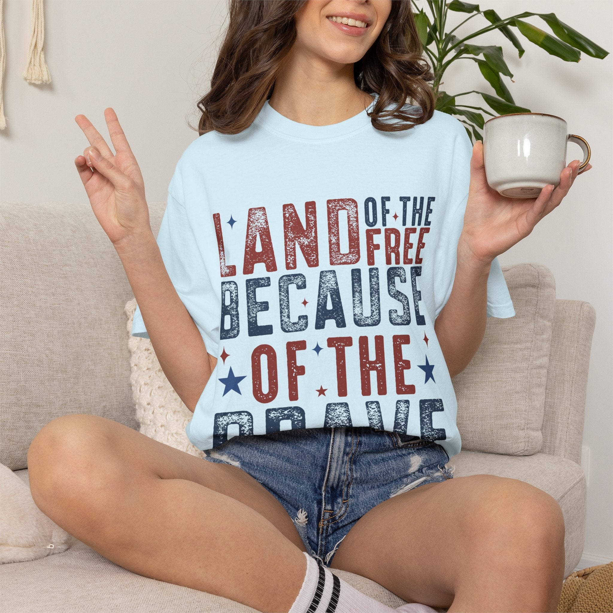 Patriotic T-Shirt: Land of the Free Because of the Brave