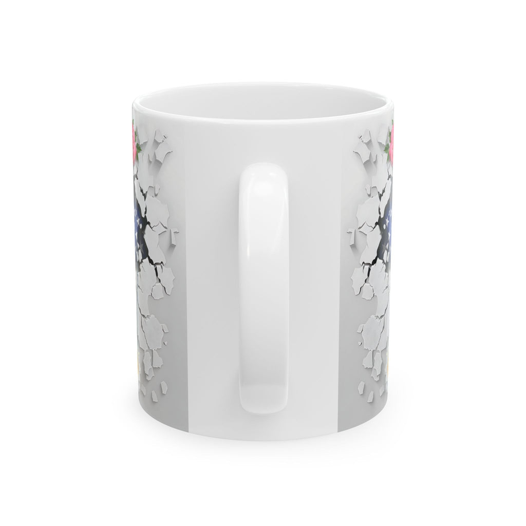Floral American Flag Ceramic Mug - Patriotic Design