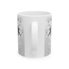 Floral American Flag Ceramic Mug - Patriotic Design