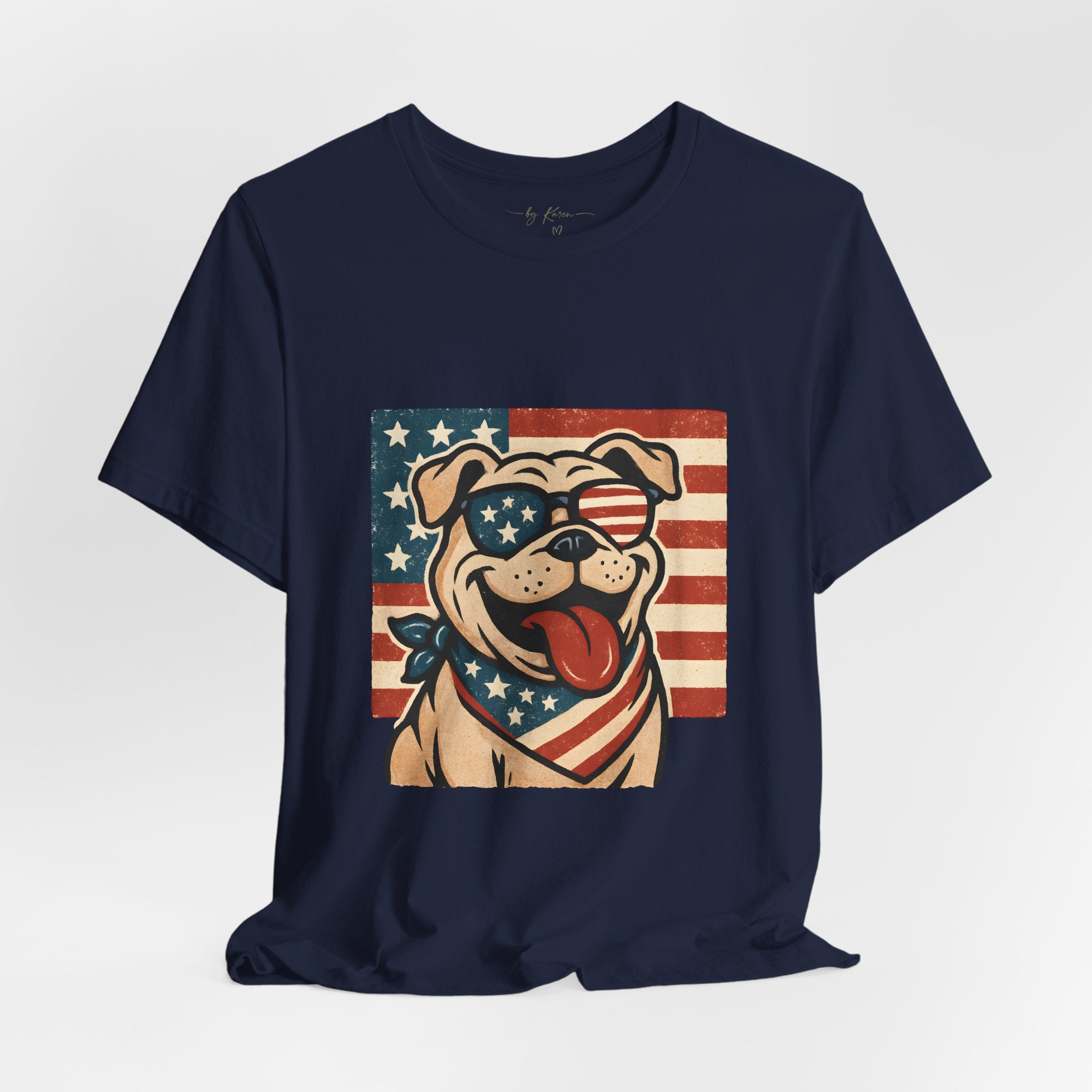 Dog's are Patriotic Too (American Flag, Funny 4th of July Shirt)