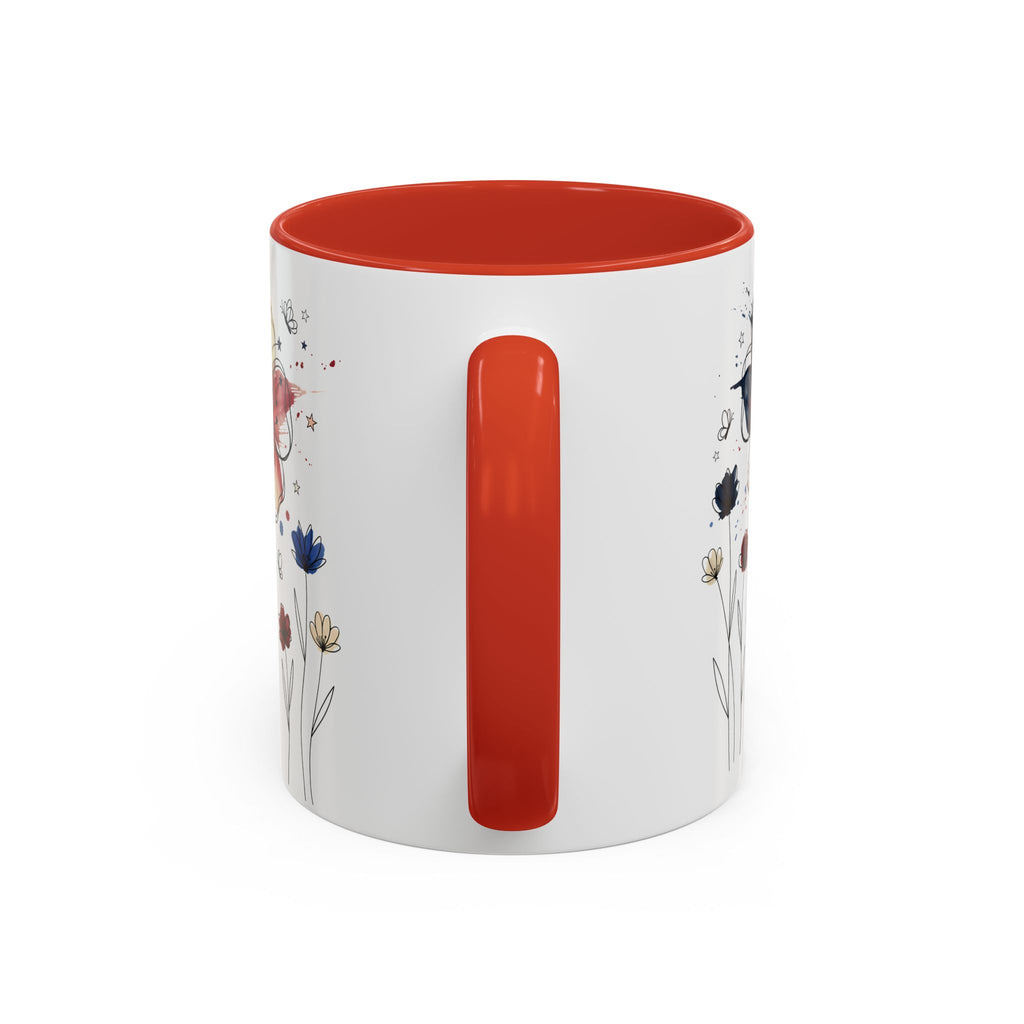 Patriotic Anemone Accent Coffee Mug Classic Floral Design