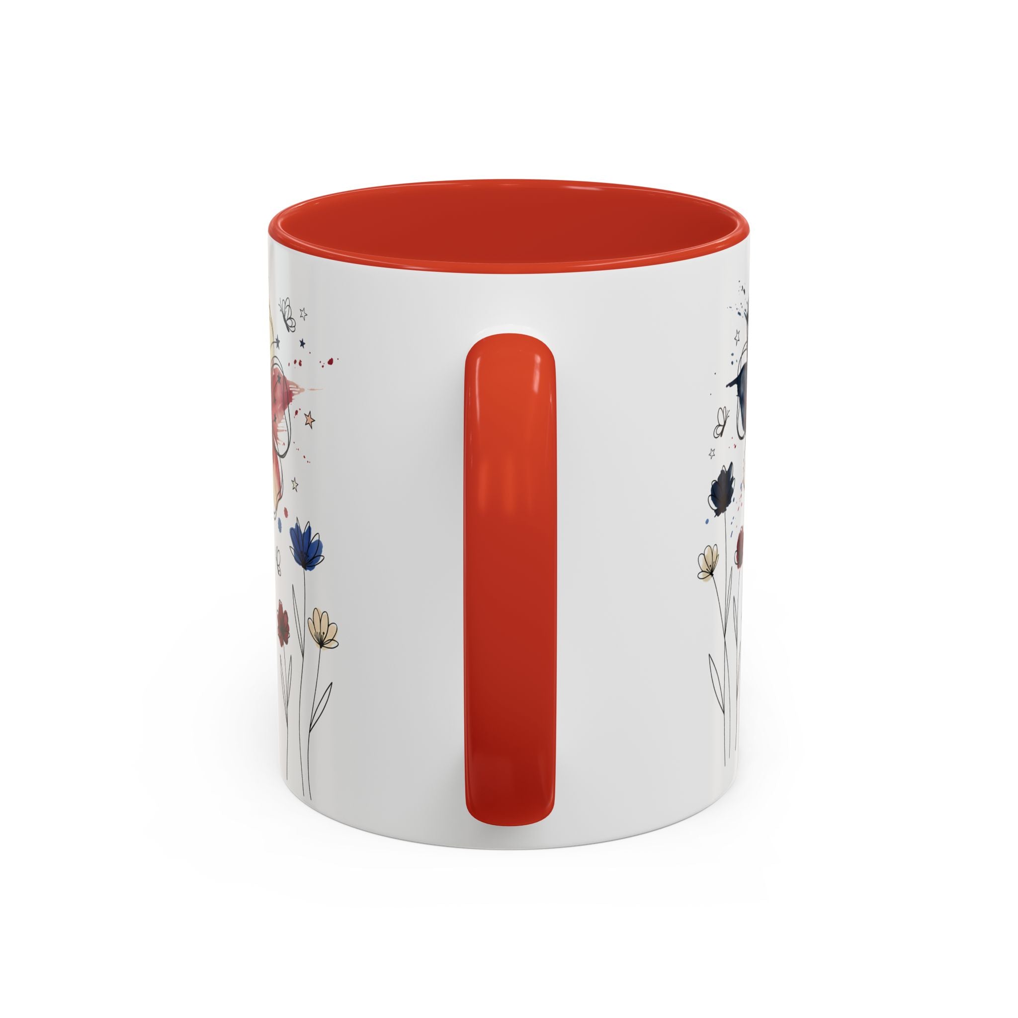 Patriotic Anemone Accent Coffee Mug Classic Floral Design