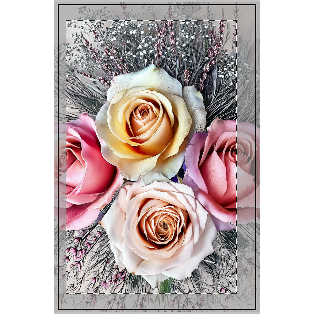 Floral Rose Bouquet Dotted Spiral Notebook