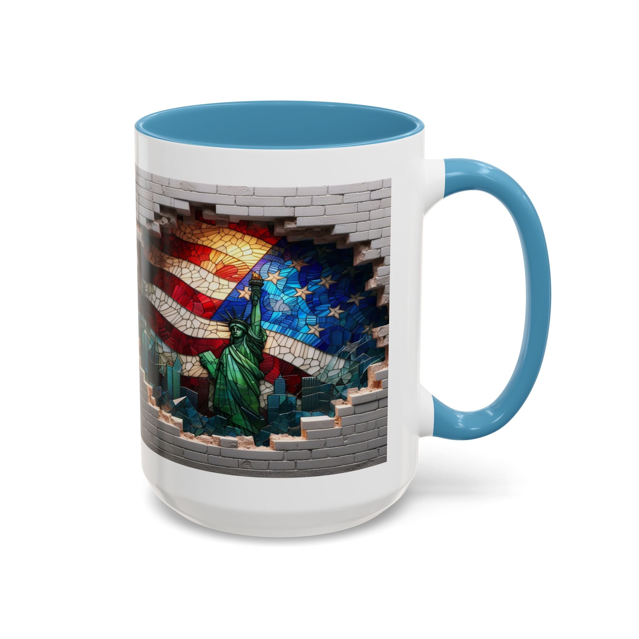American Flag & Statue of Liberty Accent Coffee Mug – Patriotic USA Ceramic Mug