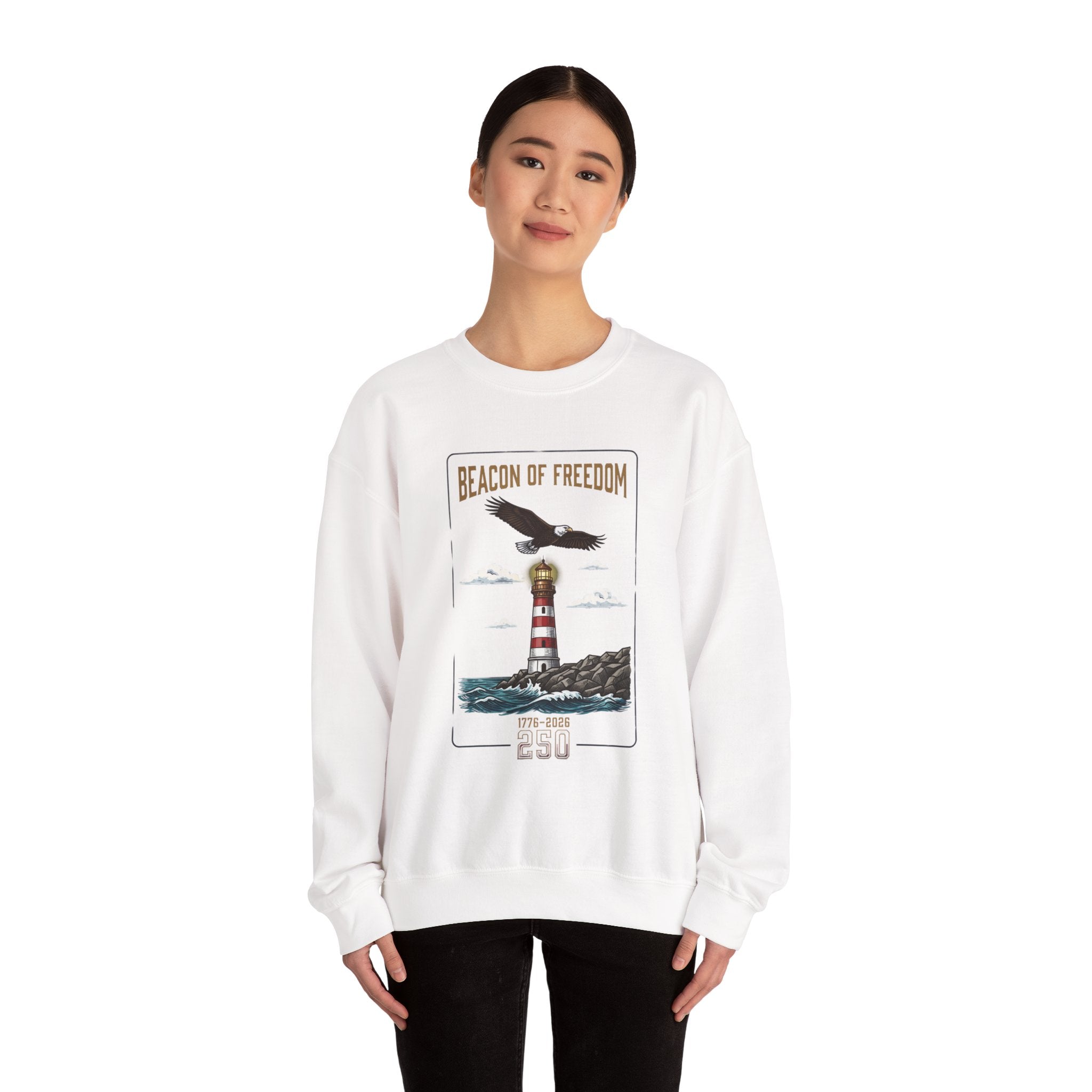 Beacon of Freedom Lighthouse Sweatshirt | 250th 4th of July Patriotic Milestone