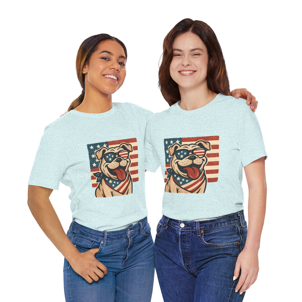 Dog's are Patriotic Too (American Flag, Funny 4th of July Shirt)