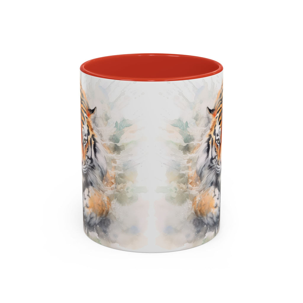 Tiger Watercolor Accent Coffee Mug – Artistic Wildlife Ceramic Mug (11/15oz)