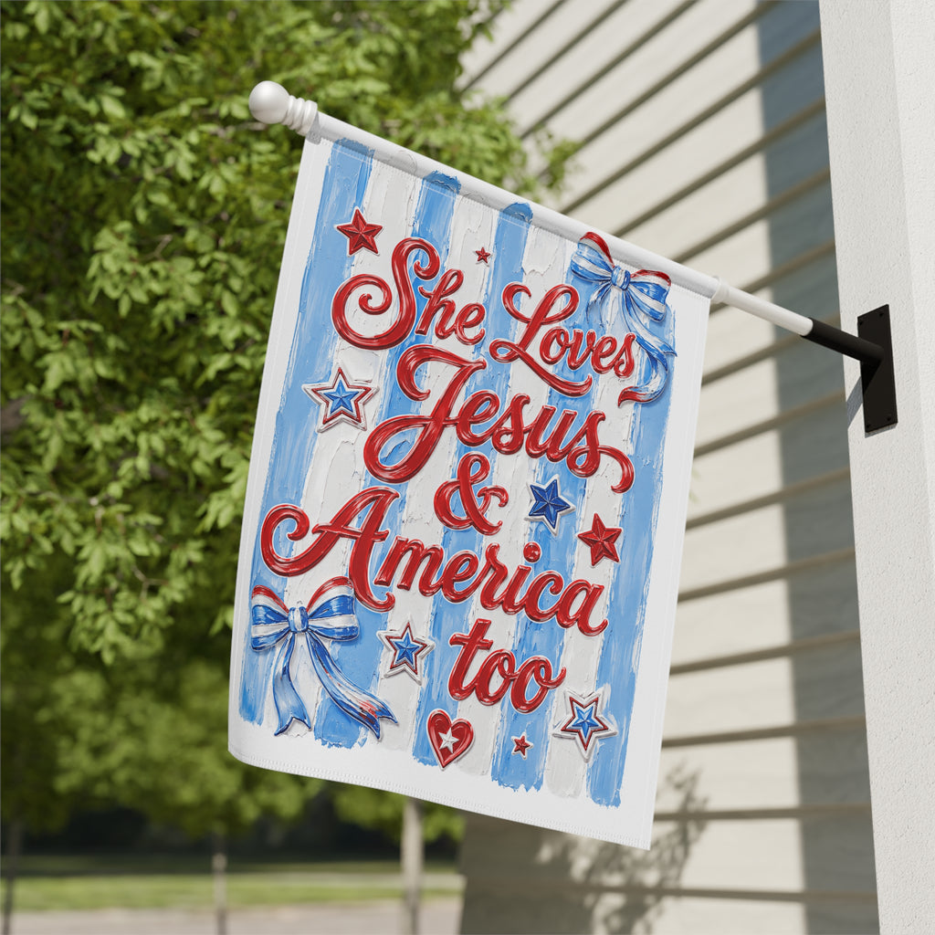 Patriotic 'She Loves Jesus & America Too' Garden Flag