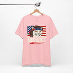 T-Shirt — "Meowica" Patriotic Cat Tee (American Flag, Funny 4th of July Shirt)