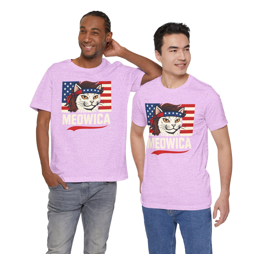 T-Shirt — "Meowica" Patriotic Cat Tee (American Flag, Funny 4th of July Shirt)