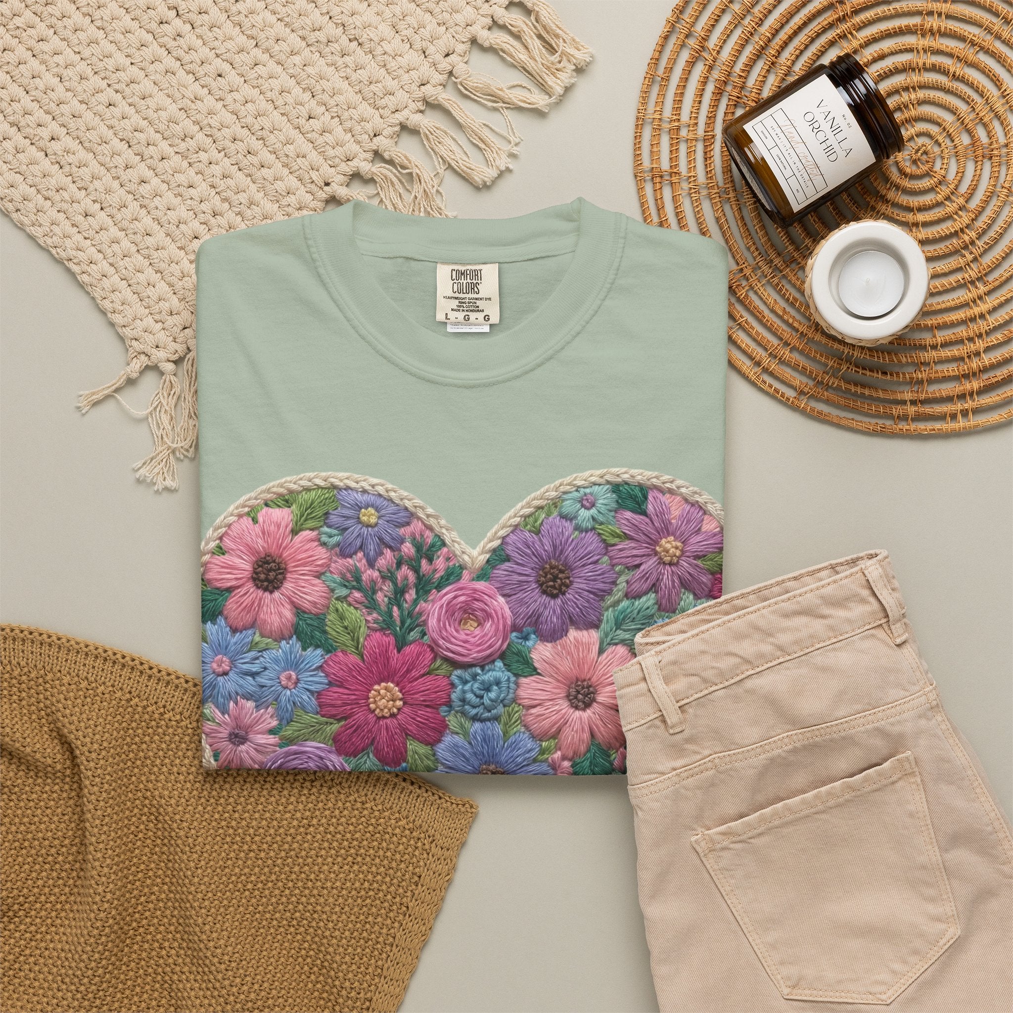 Floral Heart T-Shirt — Colorful Bouquet Heart Graphic (Print It Your Way)