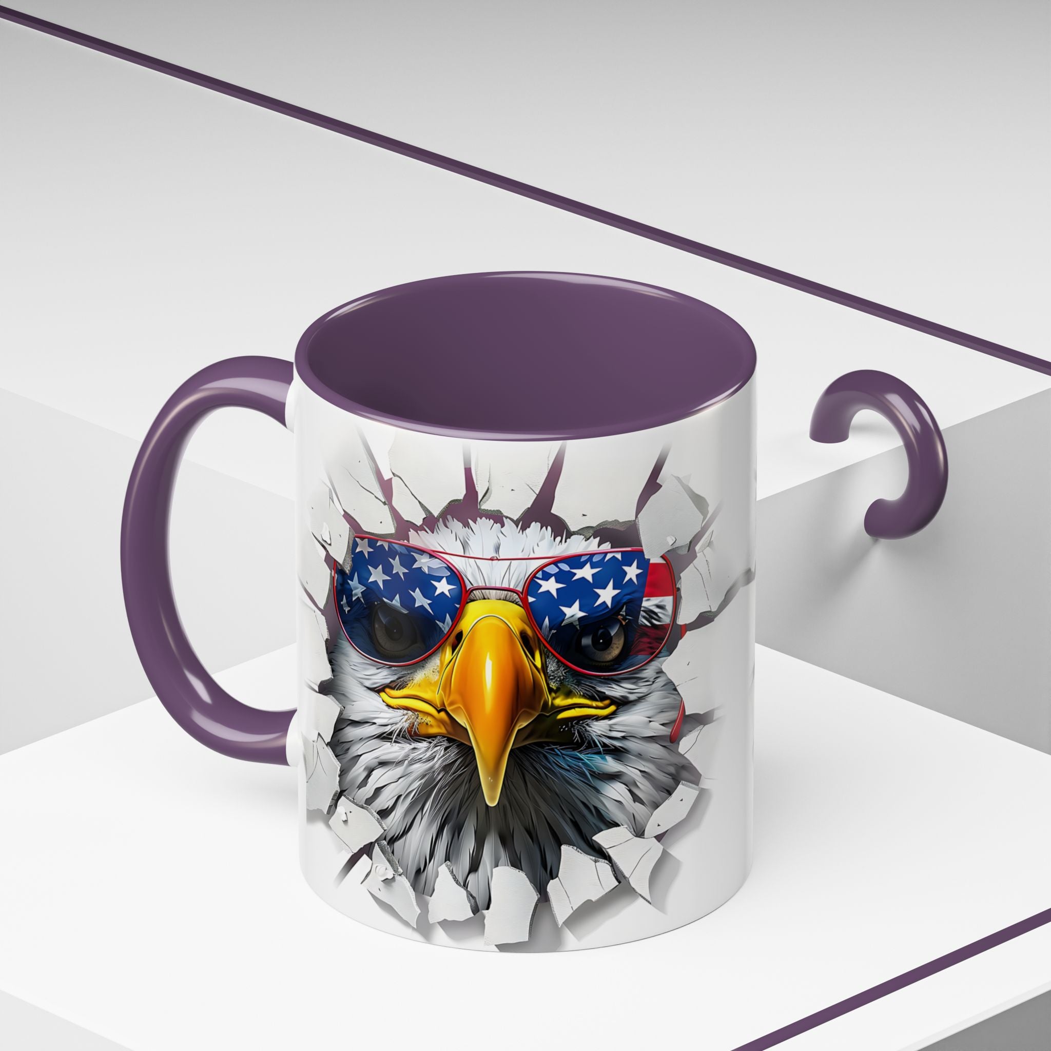 American Eagle Coffee Mug with USA Flag Accent Design