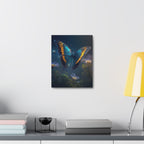 Blue & Gold Butterfly Stretched Canvas Wall Art — Dreamy Nature Print