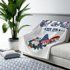 USA Est.1776 Floral Patriotic Sherpa Fleece Blanket for Home Decor