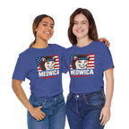 T-Shirt — "Meowica" Patriotic Cat Tee (American Flag, Funny 4th of July Shirt)