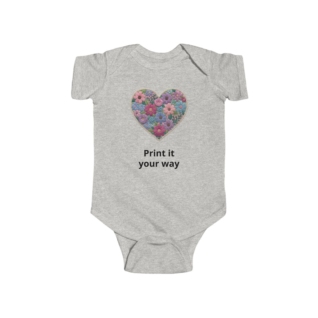 Floral Heart Personalized Baby Onesie for Infants