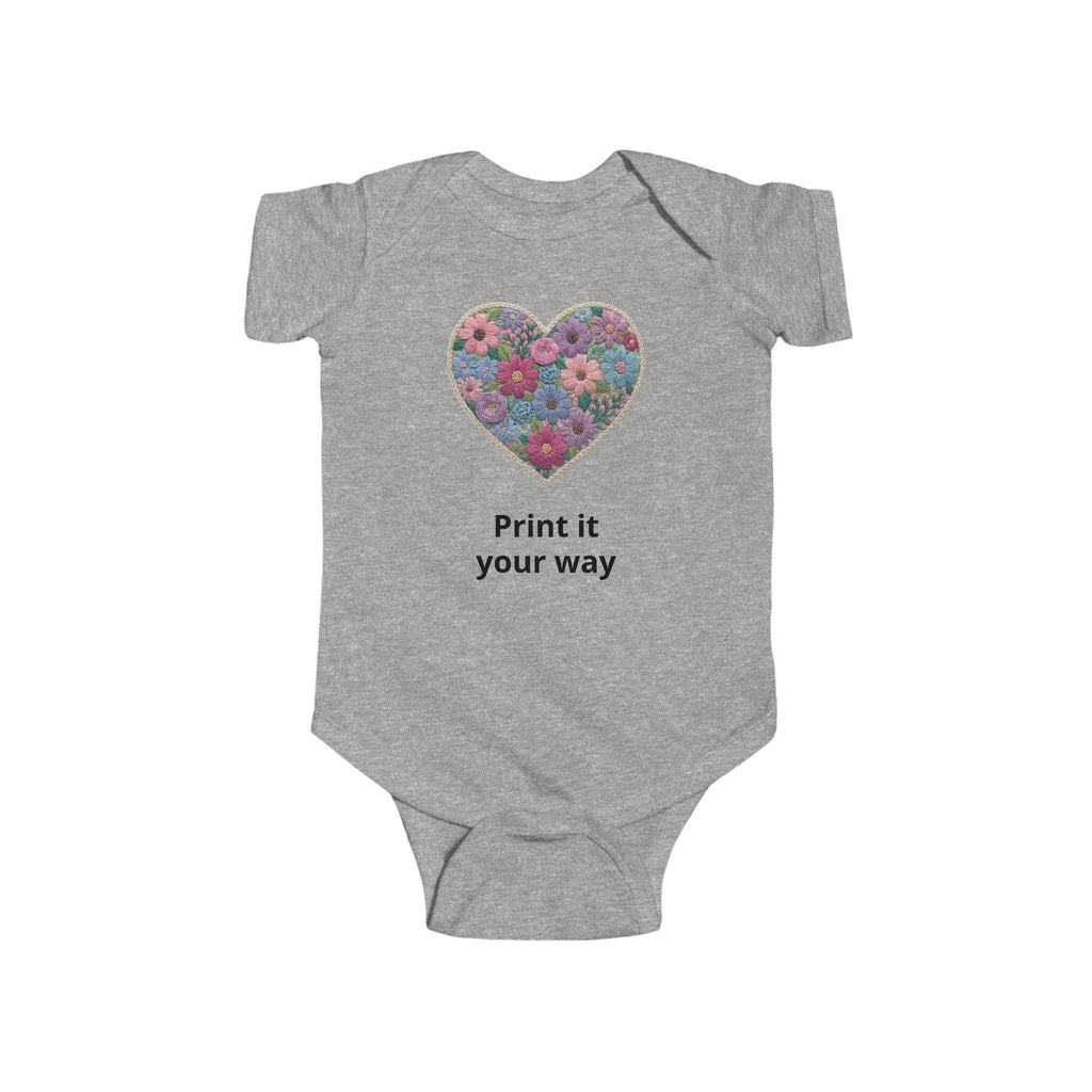 Floral Heart Personalized Baby Onesie for Infants