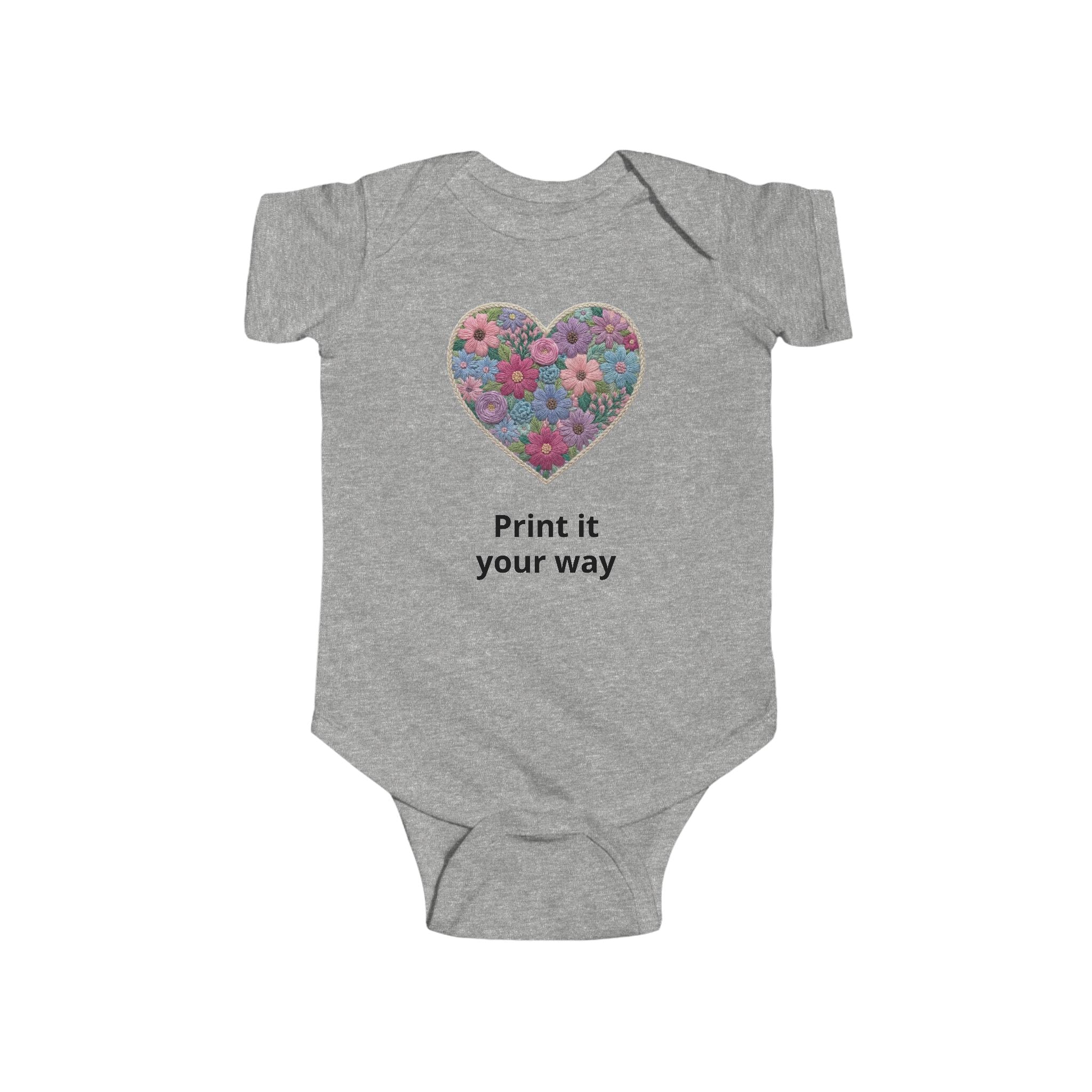 Floral Heart Personalized Baby Onesie for Infants