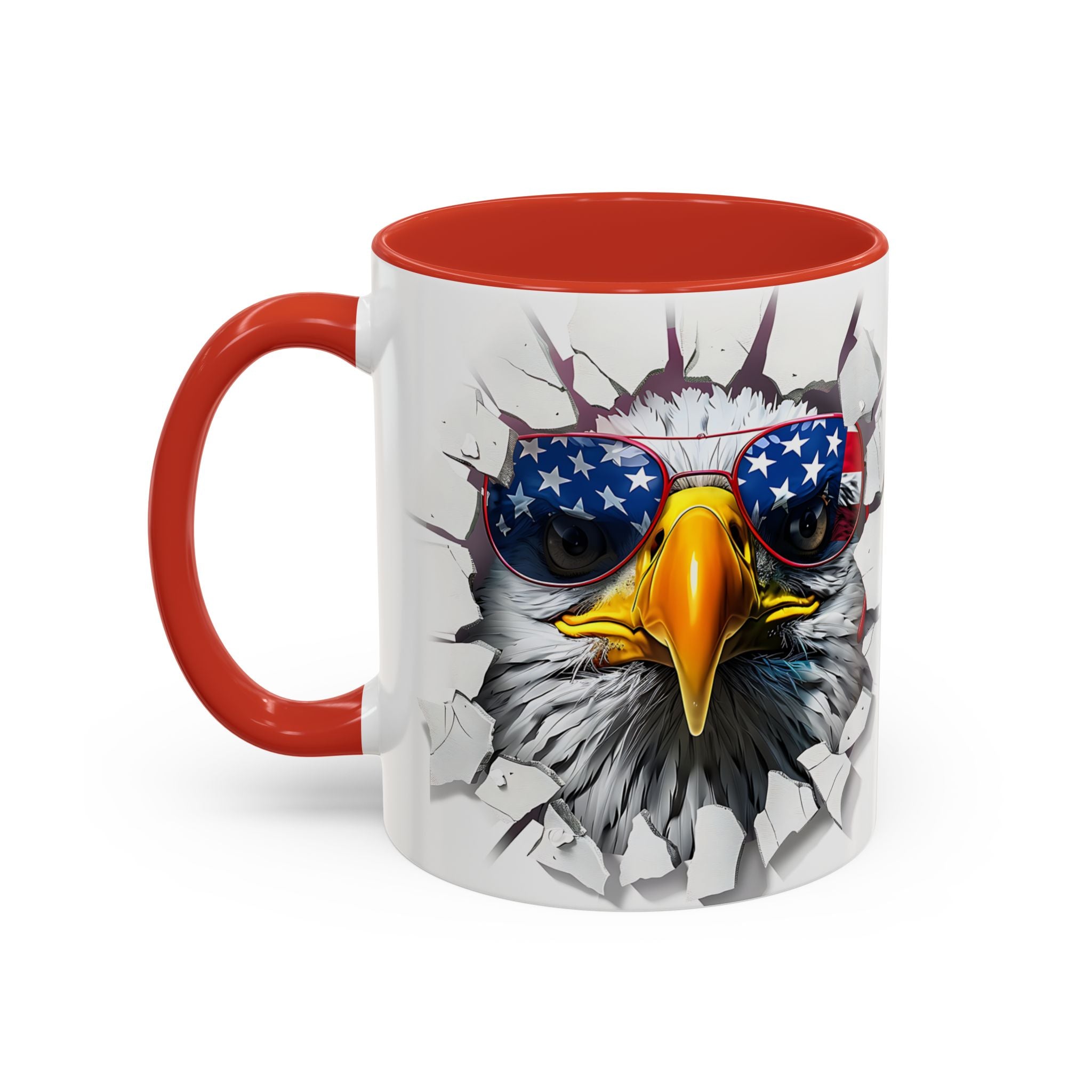 American Eagle Coffee Mug with USA Flag Accent Design