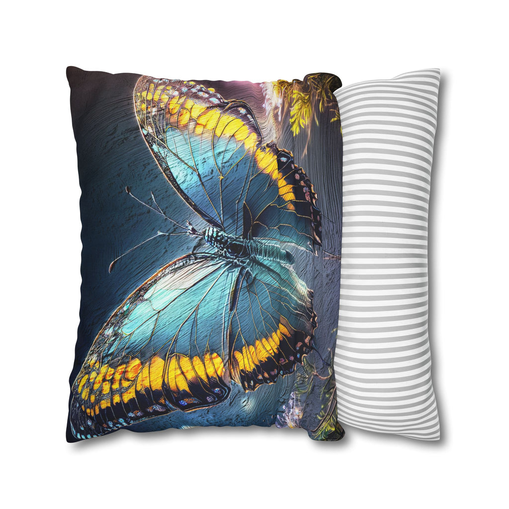 Blue and Yellow Butterfly Decorative Pillow Cover